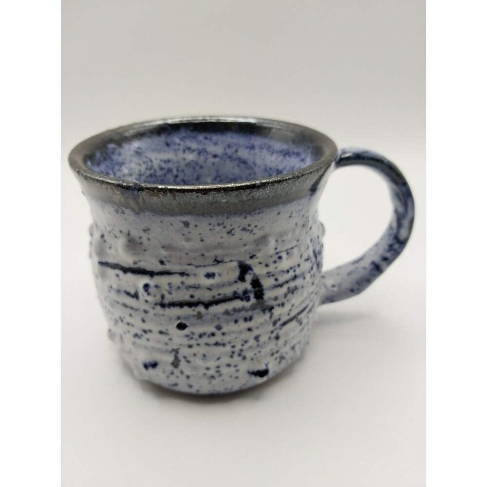 Handmade Blue Speckled Ceramic Mug 4in Tall Artisan Pottery Coffee Tea Cup